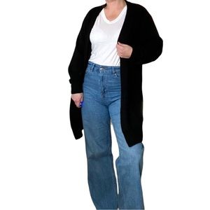 Mid length black cardigan sweater, Size S